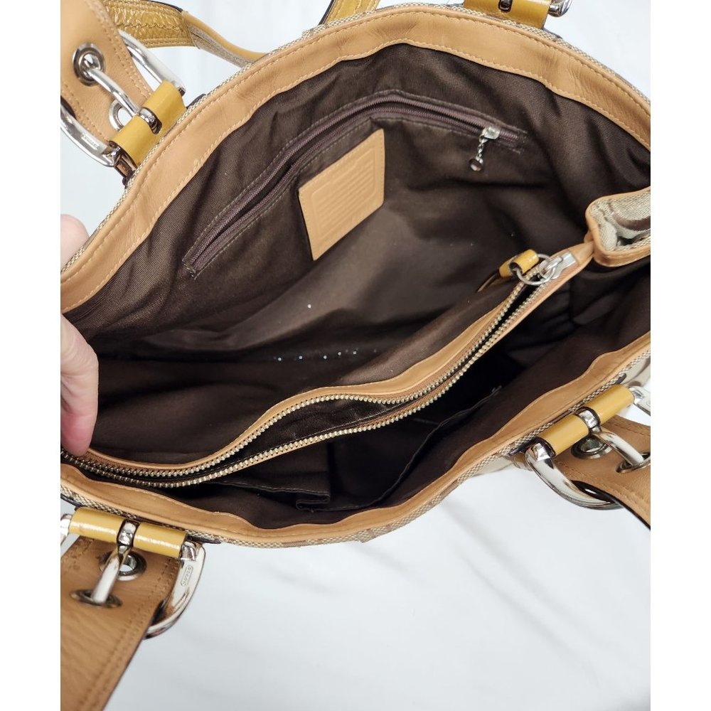 Coach XL Tan Signature Print Gallery Tote Bag - Picture 9 of 10